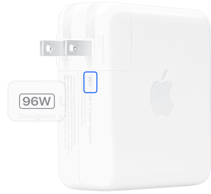 USB-C 96W 电源适配器并明显标记96W