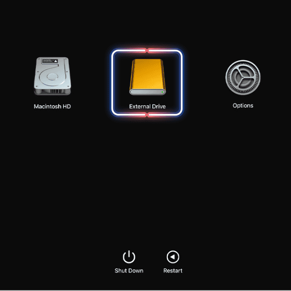 Selecting USB External Drive Boot on M Processor Mac