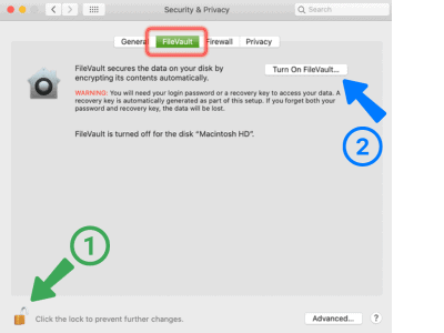 打开 FileVault