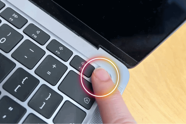 MacBook On-Off . Press Power Button